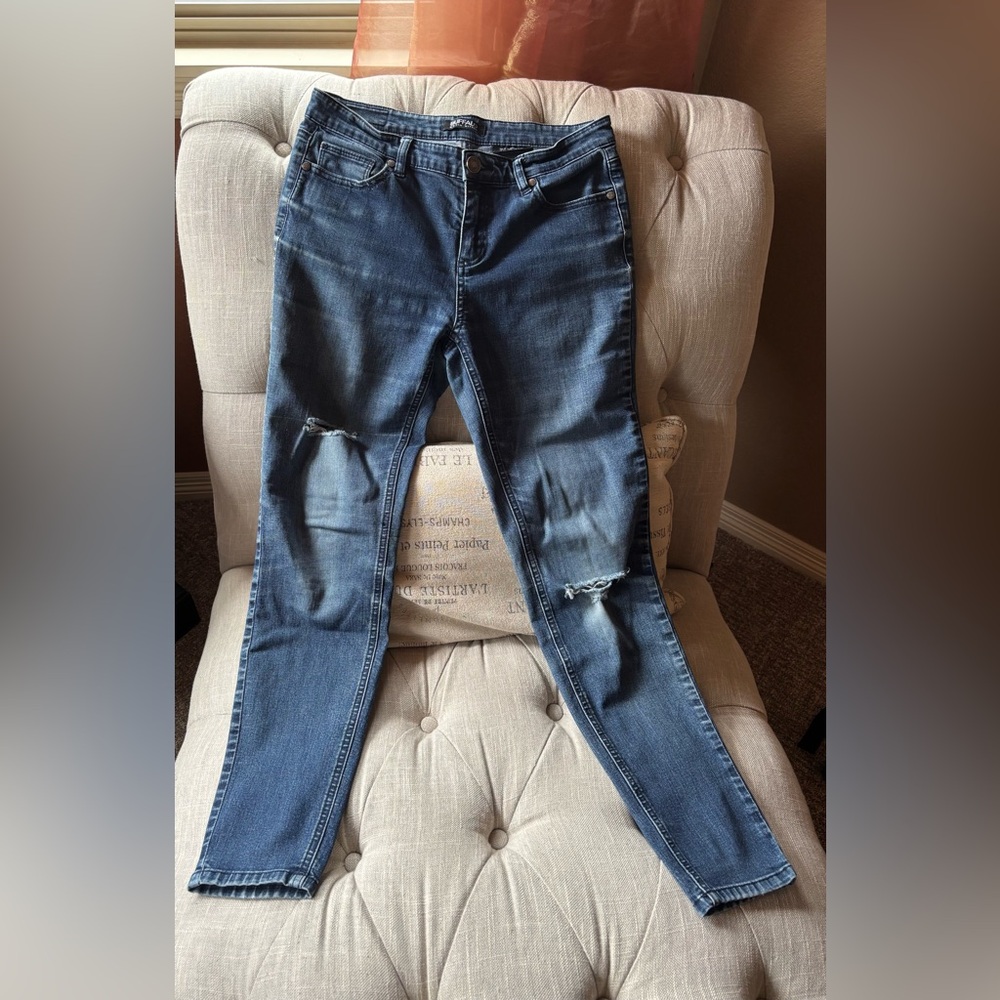 Buffalo David Bitton Women's Dark Blue Distressed Skinny Jeans